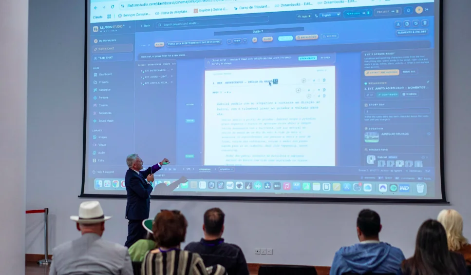 Alberto Rocco presenting Illution Studio during a masterclass